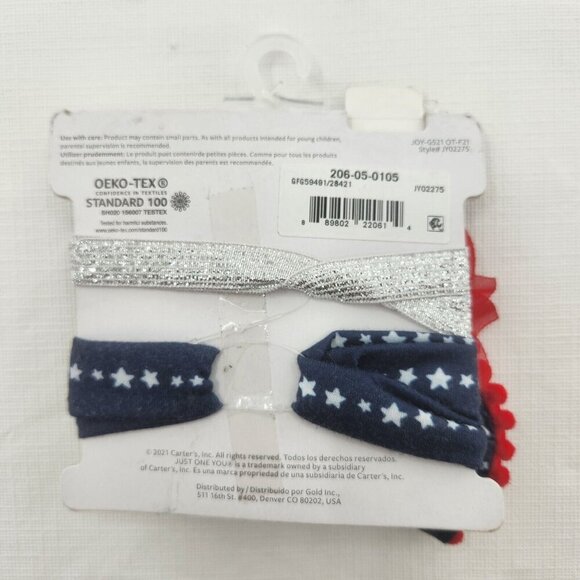 Just One You By Carters Baby Girl Headband Set of 2 Patriotic Red White Blue - Picture 2 of 2